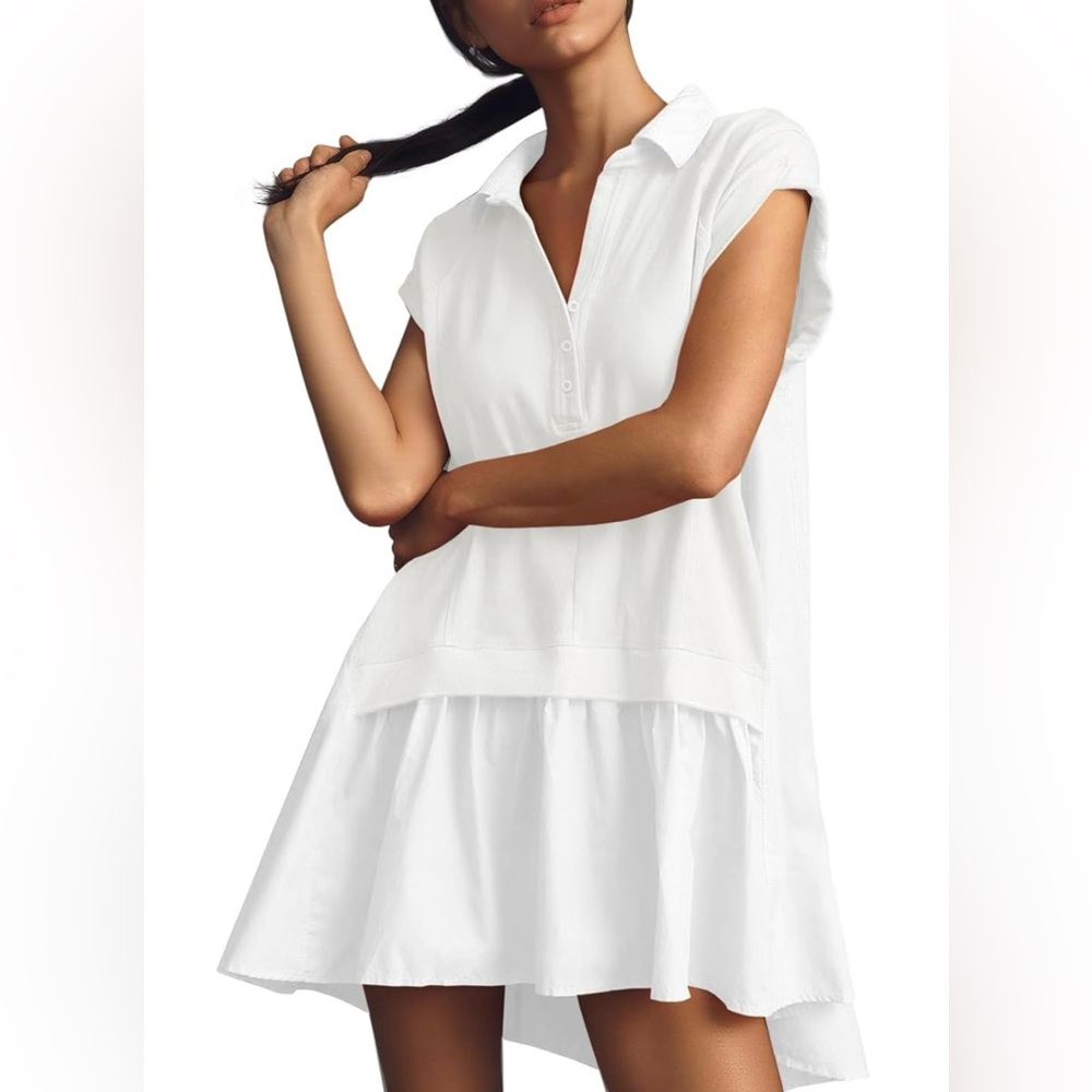 White Short Sleeve Polo Dress